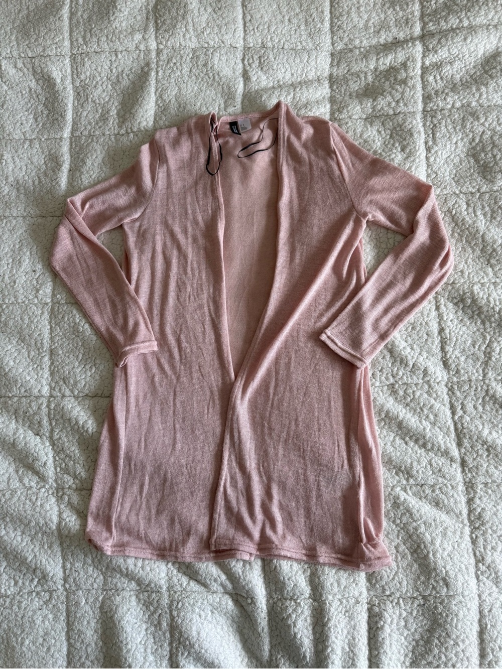 Divided Light Pink Open Front Long Cardigan